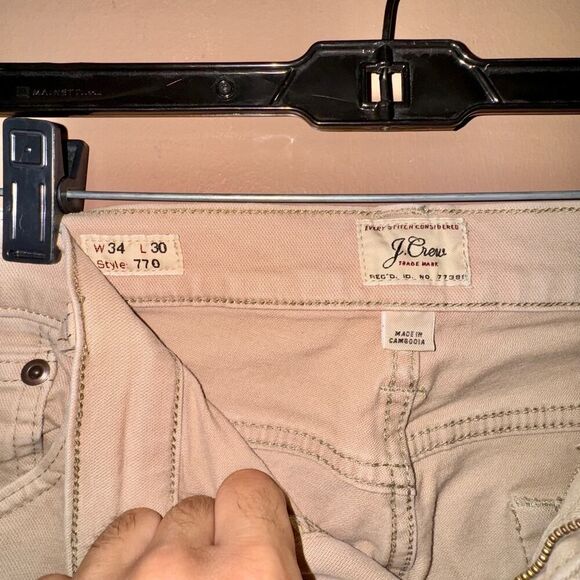 J. Crew Men's Straight Leg Khaki Jeans in Tan - Size 34/30 - Picture 2 of 10